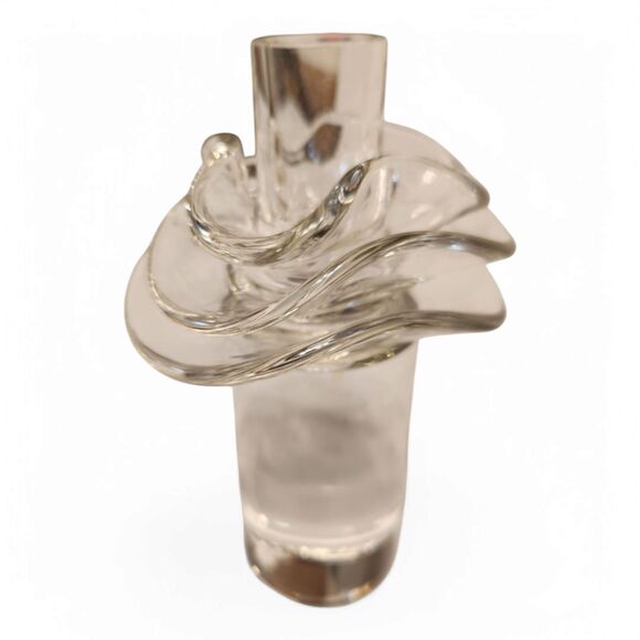 Vintage Crystal Rosenthal Glass Candleholder, Taper Candle, Wavy Ruffle Clear - Picture 3 of 6